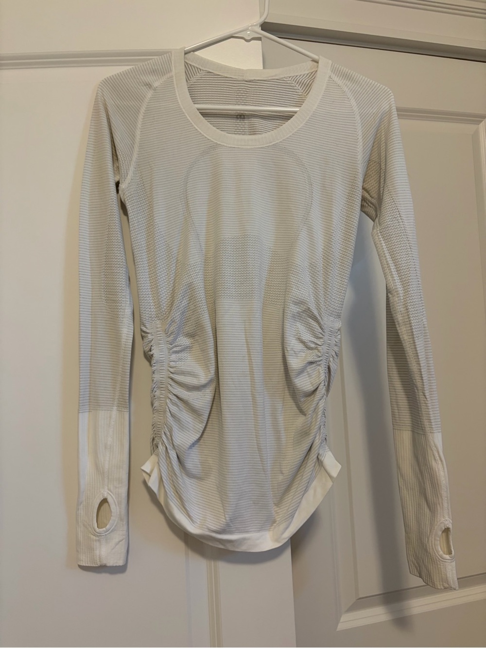 lululemon athletica White Long Sleeve Ruched Crew Top